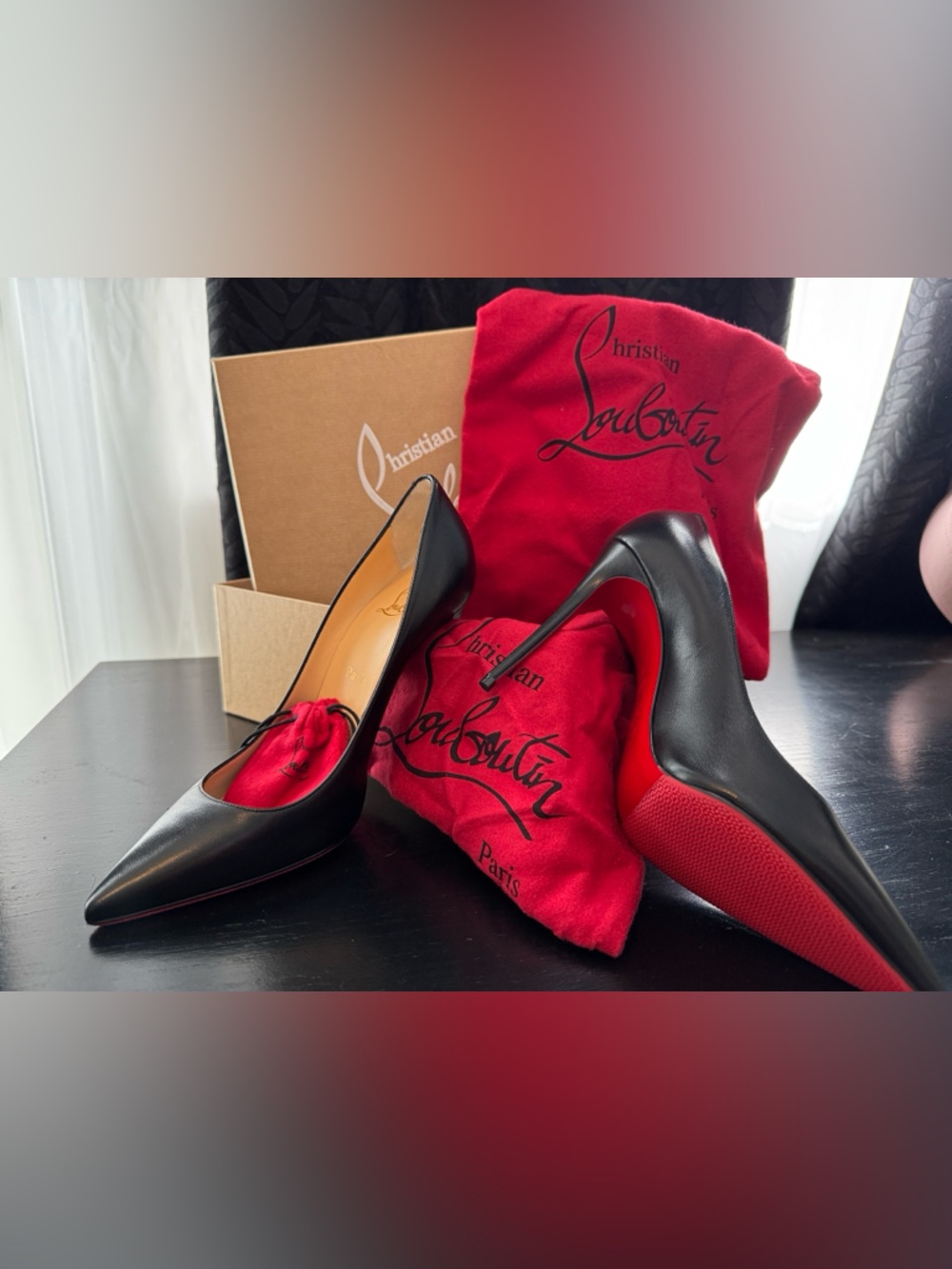 Christian Louboutin Kate 100 Nappa Pumps – Black – Size 38 / US 8B – BRAND NEW